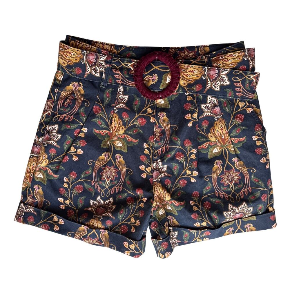 Farm Rio Black Berry Garden High Waist Bermuda Shorts Size 28 NEW with Tags